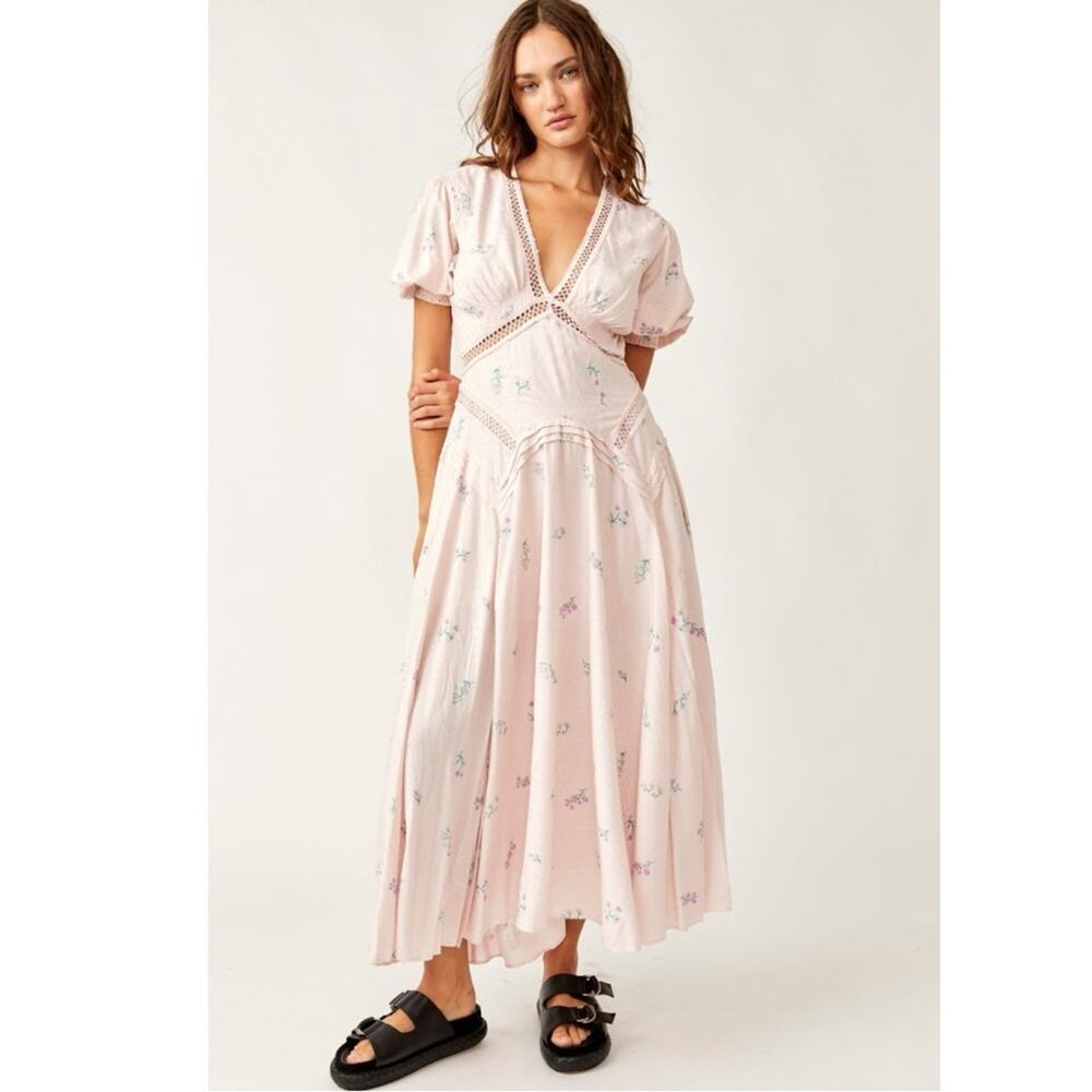 Free People Ethereal Dainty Still In Love Maxi Dress Pink Floral Cottage Medium - Picture 15 of 16